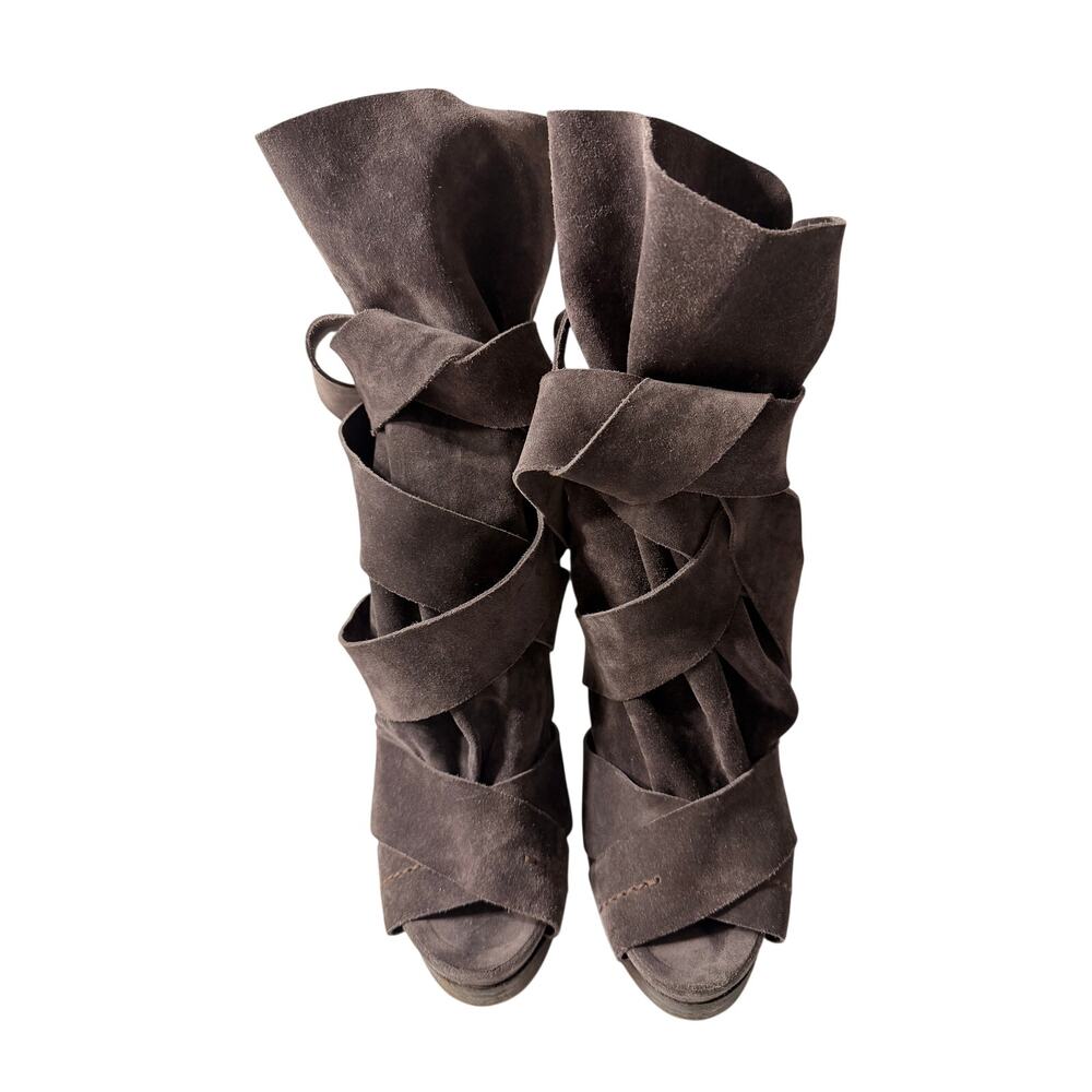 Chloe Suede Open-Toe Ankle Boots - Platform & Chunky Heel